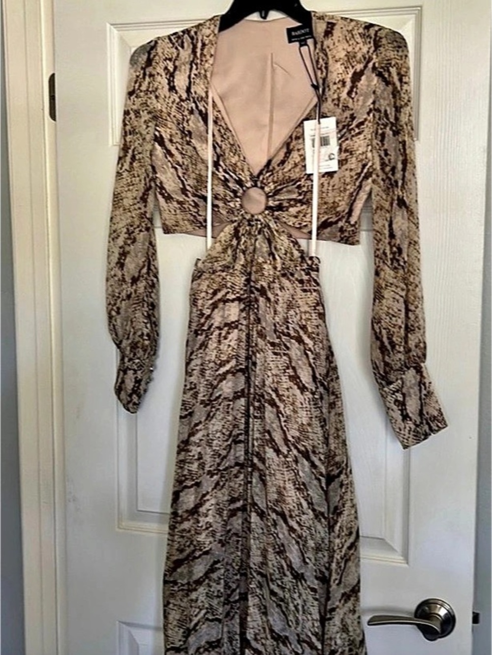 Bardot Animal Print Long Sleeve Maxi Dress